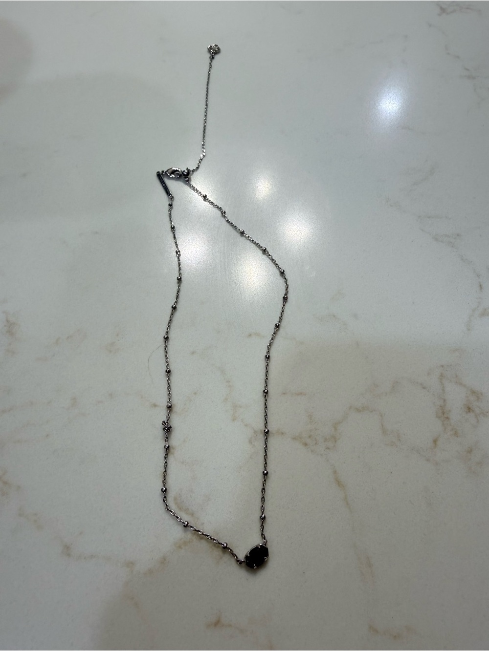 Kendra Scott Silver Chain Necklace with Black Heart Pendant